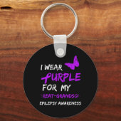 Epilepsy I Wear Purple For My Great-grandson Ribbo Sleutelhanger (Voorkant)