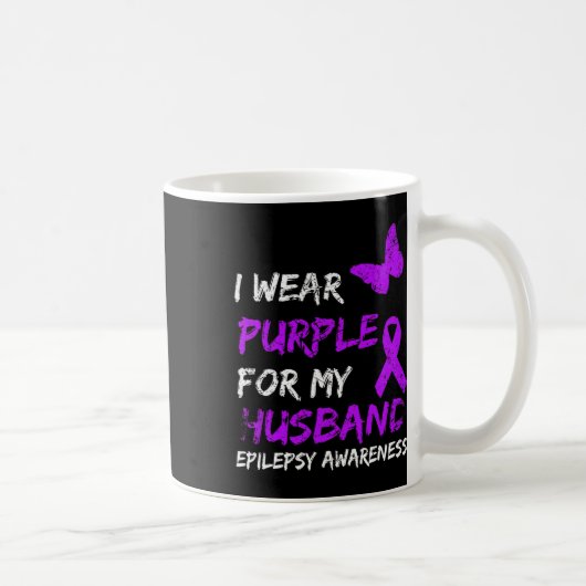 Epilepsy I Wear Purple For My Husbynd Ribbon Koffiemok (Rechts)