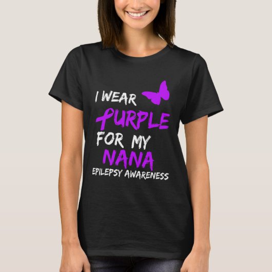 Epilepsy I Wear Purple For My Nana Ribbon T-shirt (Voorkant)