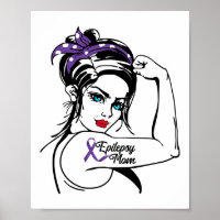 Epilepsy Mam Awareness Rosie Riveter Ribbon