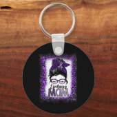 Epilepsy Mam Messy Bun Epilepsy Awareness Paars R Sleutelhanger (Voorkant)