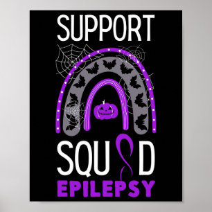 Epilepsy Paars Awareness Ribbon Squad Halloween H Poster