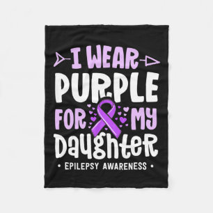 Epilepsy Ribbon I Draag Paars voor mijn dochter Aw Fleece Deken