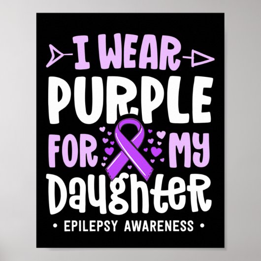 Epilepsy Ribbon I Draag Paars voor mijn dochter Aw Poster (Voorkant)