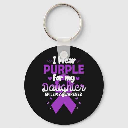 Epilepsy Ribbon I Draag Paars voor mijn dochter Aw Sleutelhanger (Voorkant)