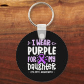 Epilepsy Ribbon I Draag Paars voor mijn dochter Aw Sleutelhanger (Voorkant)