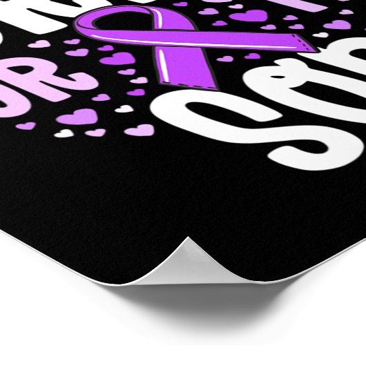 Epilepsy Ribbon I Draag Paars voor mijn zoon Gift  Poster (Hoek)