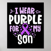 Epilepsy Ribbon I Draag Paars voor mijn zoon Gift  Poster (Voorkant)