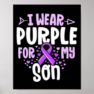 Epilepsy Ribbon I Draag Paars voor mijn zoon Gift  Poster