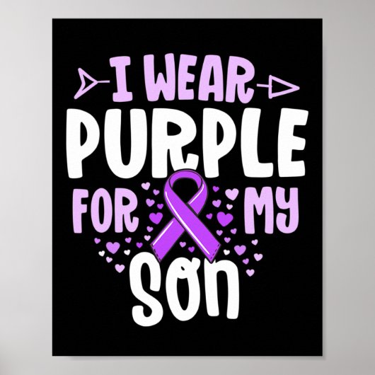 Epilepsy Ribbon I Draag Paars voor mijn zoon Gift  Poster (Voorkant)