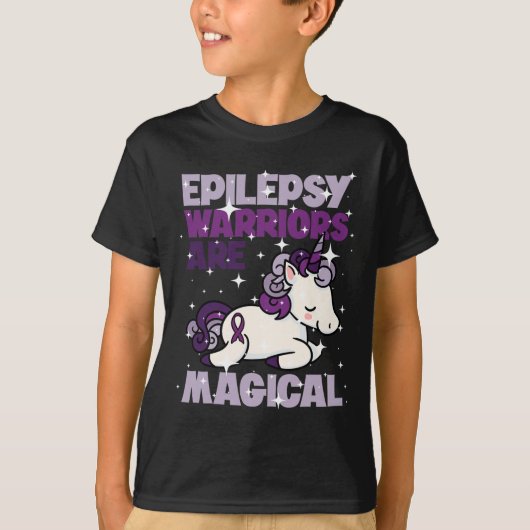 Epilepsy Warrior Epileptic Day Paarse Unicorn Love T-shirt (Voorkant)