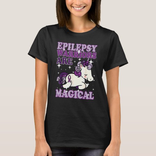 Epilepsy Warrior Epileptic Day Paarse Unicorn T-shirt (Voorkant)