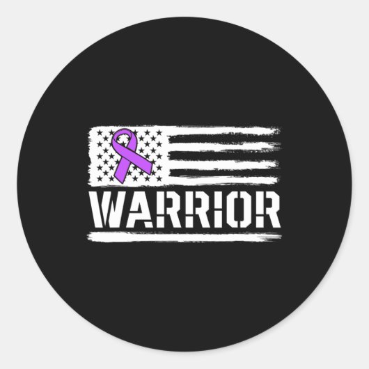 Epilepsy Warrior Gift Paarse American Flag Awarene Ronde Sticker (Voorkant)
