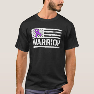 Epilepsy Warrior Gift Paarse American Flag Awarene T-shirt