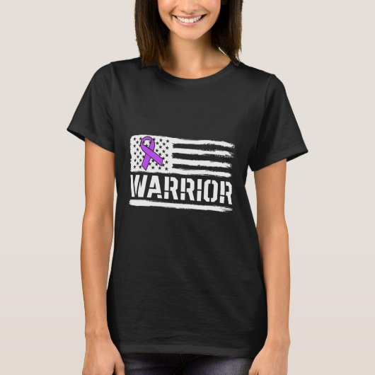 Epilepsy Warrior Gift Paarse American Flag Awarene T-shirt (Voorkant)