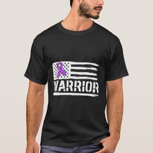 Epilepsy Warrior Gift Paarse American Flag Awarene T-shirt (Voorkant)