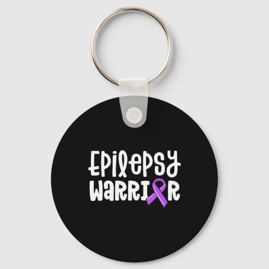 Epilepsy Warrior Kids Purple Ribbon Awareness Wom Sleutelhanger (Voorkant)