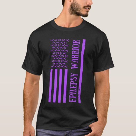 Epilepsy Warrior Paarse Epilepsy Bewustmaking Maan T-shirt (Voorkant)