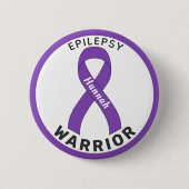 Epilepsy Warrior Ribbon White Button (Voorkant)