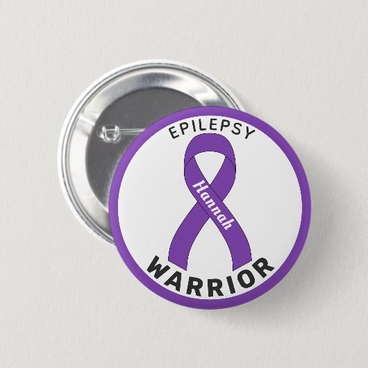 Epilepsy Warrior Ribbon White Button (Voorkant /achterkant)
