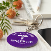 Epileptisch Paars medisch alarm Sleutelhanger (Zijkant)