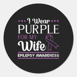 Epileptische krijger en Paarse lint Epilepsie Awar Ronde Sticker