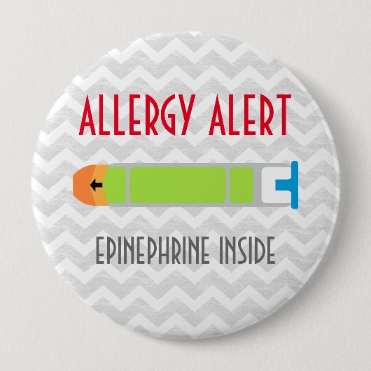 Epinefrine Allergy Alert Emergency Medicine Pin Ronde Button 4,0 Cm (Voorkant)