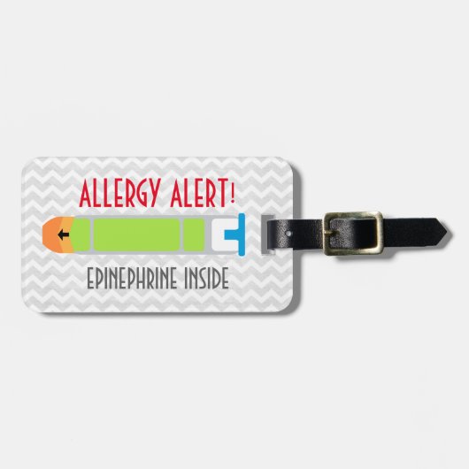 Epinephrine Allergy Alert Label voor Medische Kit Bagagelabel (Voorkant horizontaal)