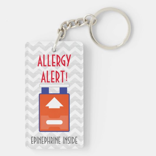 Epinephrine Inside Allergy Alert Kinder Gepersonal Sleutelhanger (achterkant)