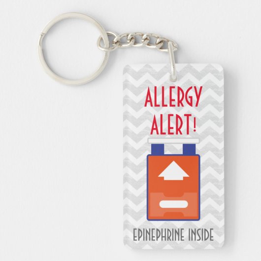 Epinephrine Inside Allergy Alert Kinder Gepersonal Sleutelhanger (Voorkant)
