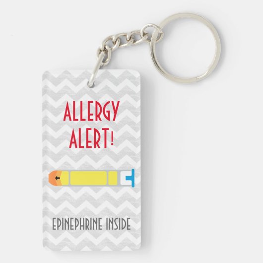 Epinephrine Inside Allergy Alert Kinder Gepersonal Sleutelhanger (achterkant)