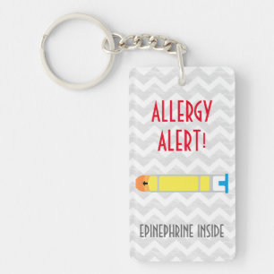 Epinephrine Inside Allergy Alert Kinder Gepersonal Sleutelhanger