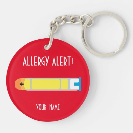Epinephrine Inside Allergy Alert Persoonlijke Kind Sleutelhanger (Achterkant)
