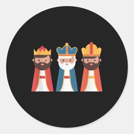 Epiphany Feliz Dia de Reyes Drie wijze Mannen Happ Ronde Sticker (Voorkant)