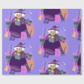 Epiphany Kerstheks Befana Zwarte Kat Cadeaupapier (Vlak)
