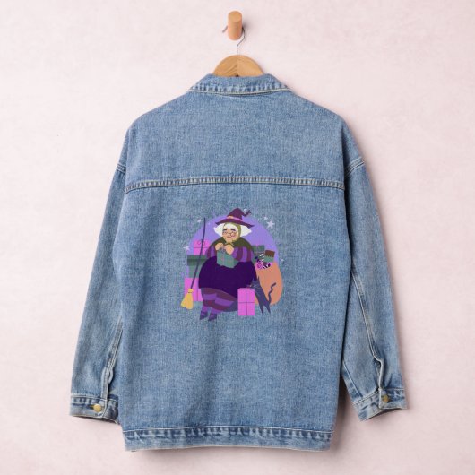 Epiphany Kerstheks Befana Zwarte Kat Denim Jacket (Hangar)