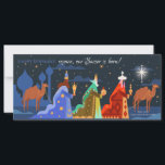 Epiphany Slim Wenskaart<br><div class="desc">Een slanke kerstkaart waarop de drie Mannen van Wise op weg naar Bethlehem zijn afgebeeld. (Vector gemaakt door pikisuperstar - www.freepik.com). De kaart kan eenvoudig worden aangepast met uw tekst, lettertype en lettertypekleur. Niet precies wat je zoekt? Al onze producten kunnen zonder extra kosten op maat worden ontworpen om aan...</div>