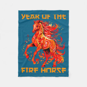Episch gelukkig vuur ja maanjaar nieuw paard Chine Fleece Deken