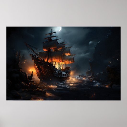 episch piratenschip Poster (Voorkant)