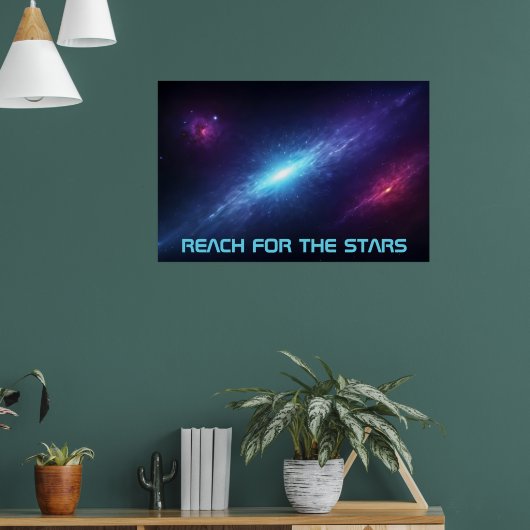 Episch Sci-Fi Universum Glanzende Blauwe Nevel Poster (Woonkamer 1)