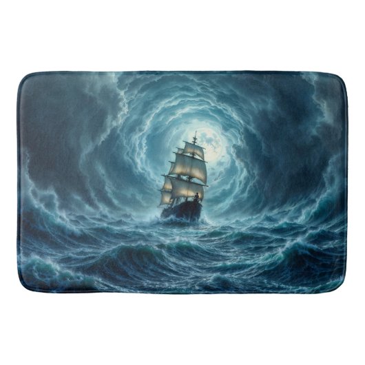 Episch storm boottocht maangolven avontuur badmat (Voorkant)