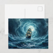 Episch storm boottocht maangolven avontuur briefkaart (Voorkant / Achterkant)