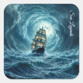 Episch storm boottocht maangolven avontuur vierkante sticker (Voorkant)