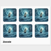 Episch storm boottocht maangolven avontuur vierkante sticker (Vel)