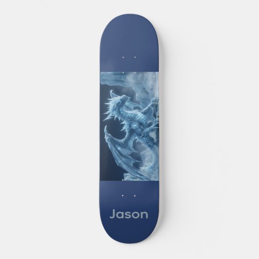 Epische 3D Blauwe IJsdraak  Persoonlijk Skateboard (Voorkant)