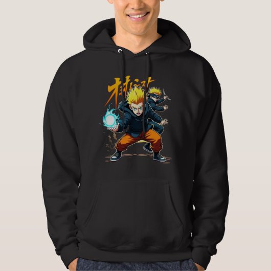 Epische Anime Krijger – Actiegepackte Superkrachte Hoodie (Voorkant)