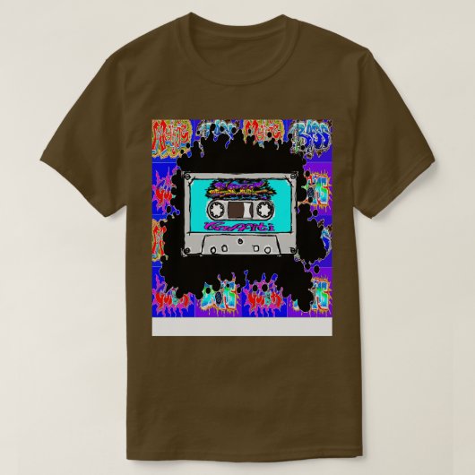 epische blauwe cassette-graffiti t-shirt (Design voorkant)
