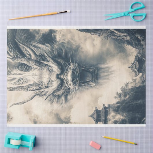 Epische Chinese Dragon Illustratie Decoupage Tissuepapier (Craft)