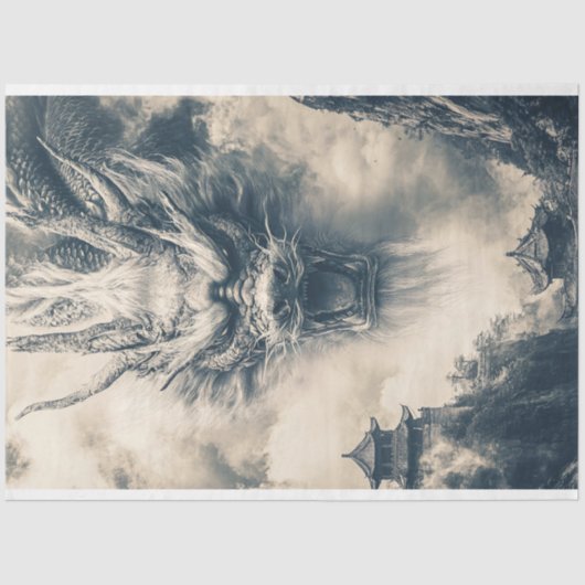 Epische Chinese Dragon Illustratie Decoupage Tissuepapier (Voorkant)