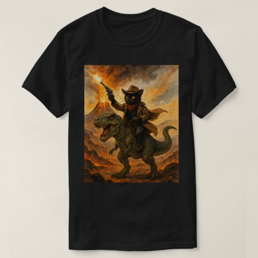 Epische Cowboy Cat Riding Dinosaur - Bold Waterver T-shirt (Design voorkant)